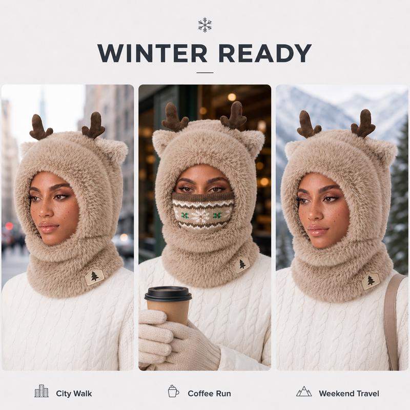 Reindeer Fuzzy Winter Hood
