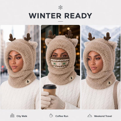 Reindeer Fuzzy Winter Hood