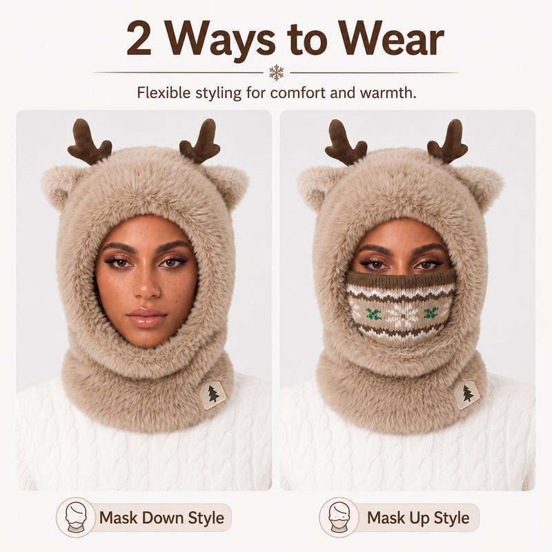 Reindeer Fuzzy Winter Hood