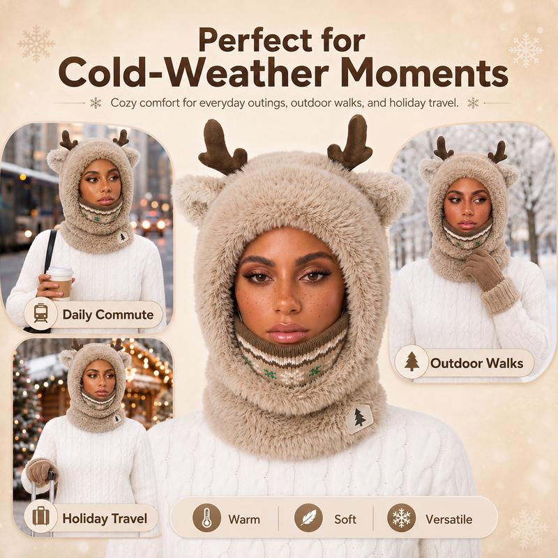 Reindeer Fuzzy Winter Hood